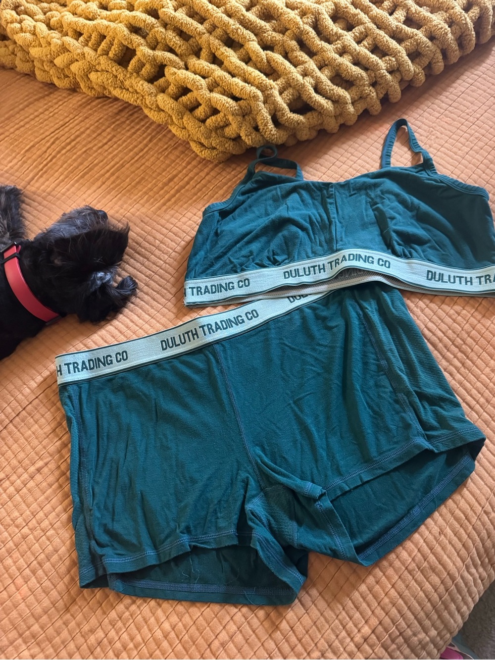 Duluth Trading Co Teal Bralette & Boxer Lounge Set